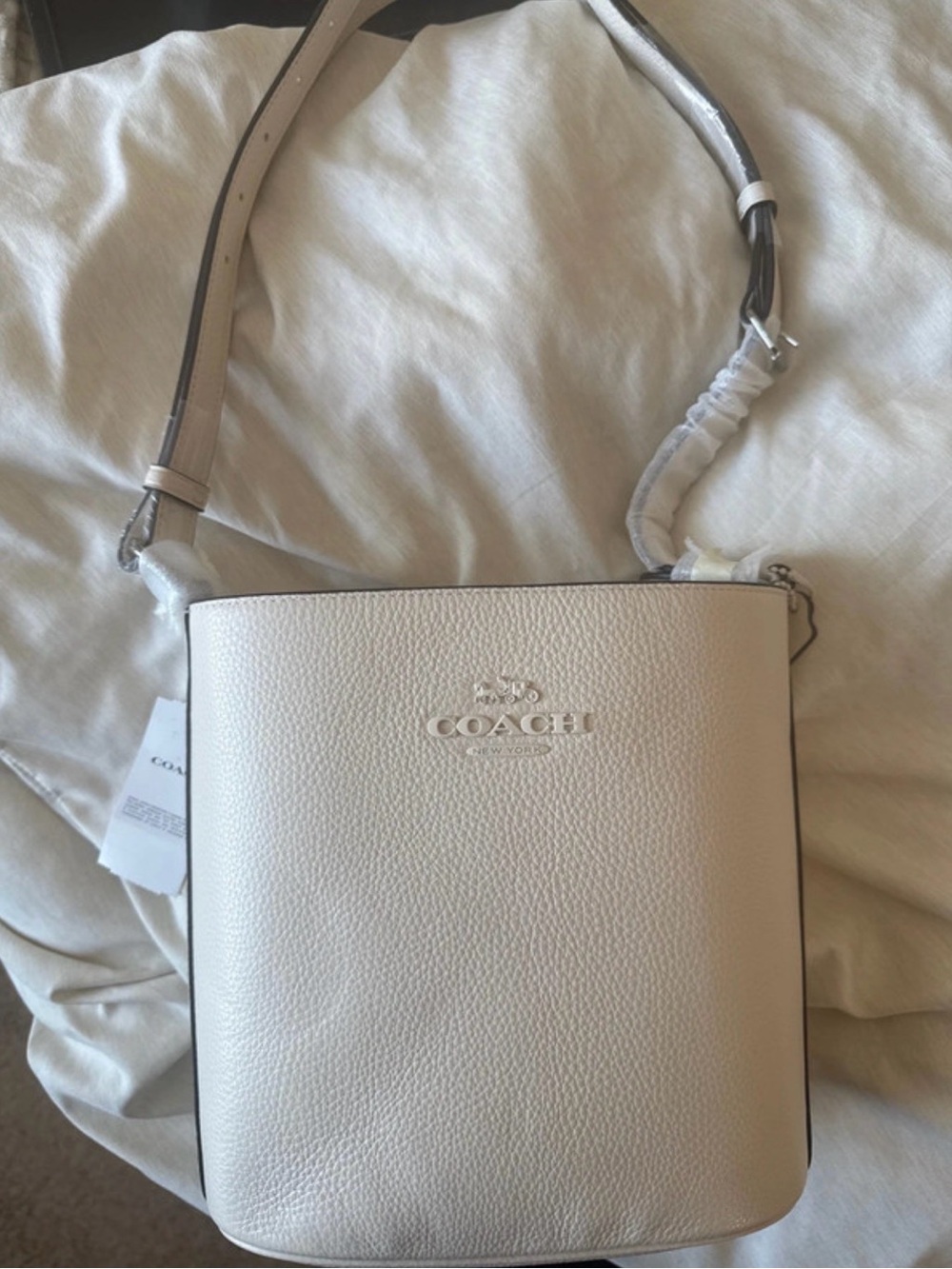 Coach Pebbled Leather Crossbody in Chalk White